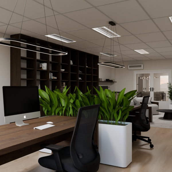 Vergaderruimte met textured behang en houten panelen bij Paperdigits