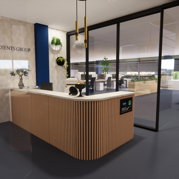 Kantoorontwerp receptie Royal Ingredients Group door Studio Tarry