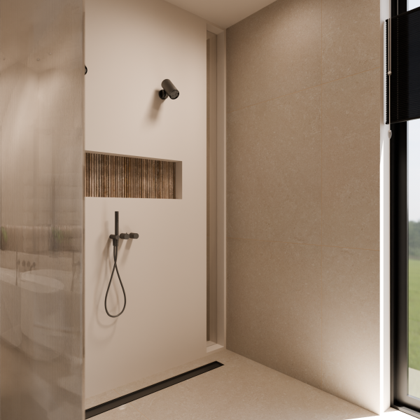 Villa Bergen interieurontwerp badkamer douche