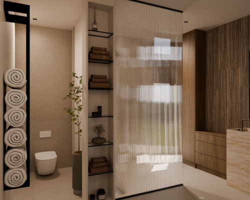 Villa Bergen interieurontwerp badkamer douche