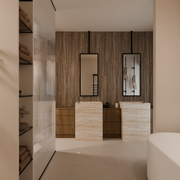 Villa Bergen interieurontwerp badkamer wastafel